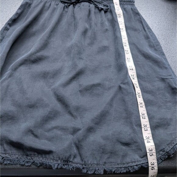 Bella Dahl Frayed Smocked-Waist Dress Lightweight Tencel Boho Fringe Medium - Picture 7 of 11